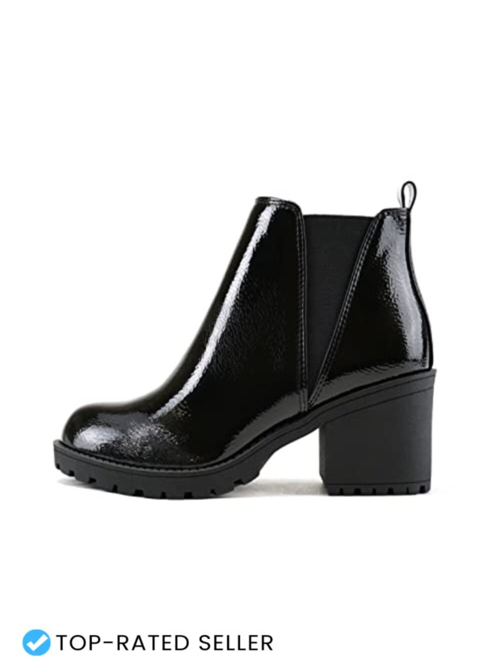 Women's Block Heel Ankle Bootie with Double Elastic Gore Slip-On